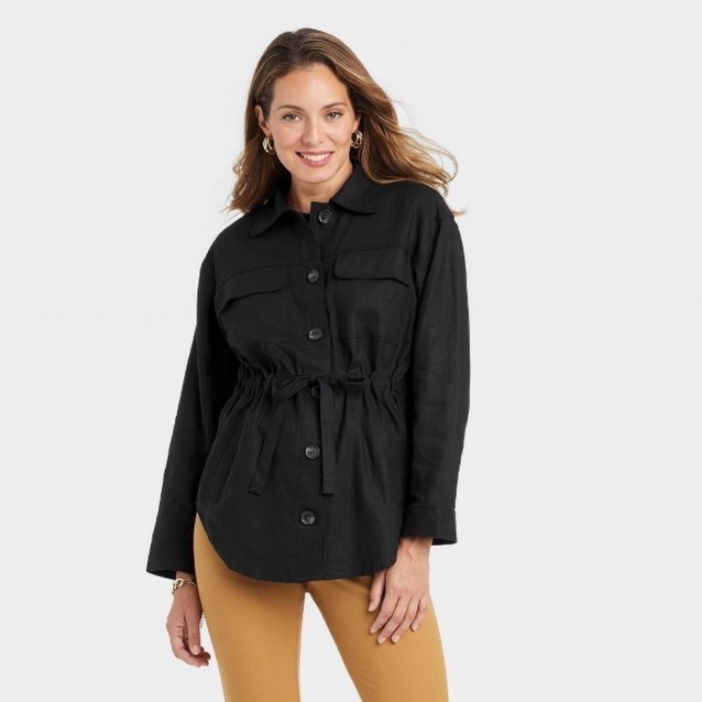 A new day black linen blend jacket